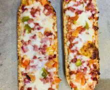 Pizza Baguette ohne Vorheizen ca 18-20 Minuten bei 200 Grad Umluft