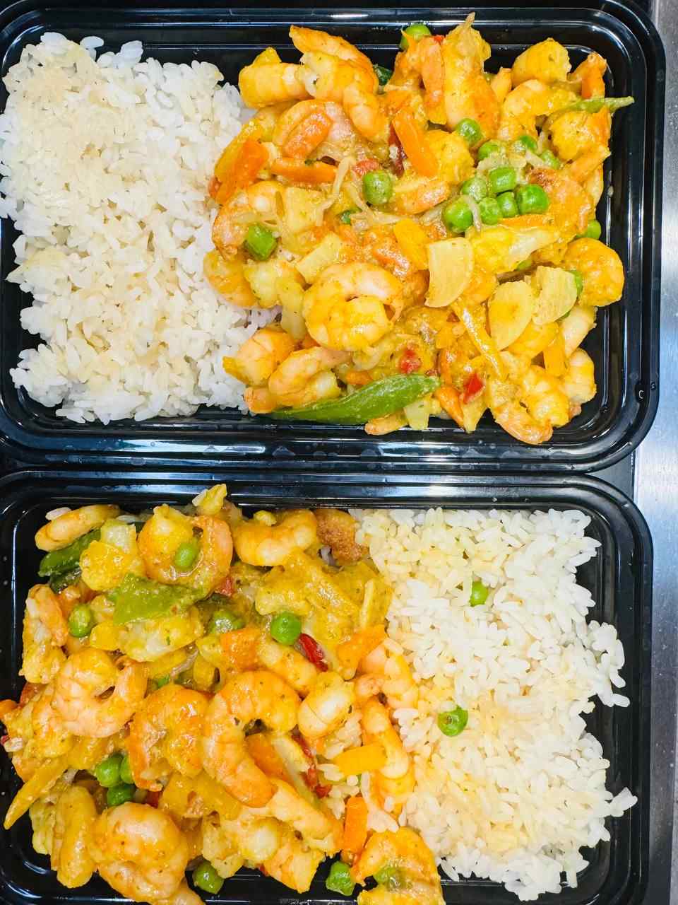 Garnelen mit Asia-Curry & Reis